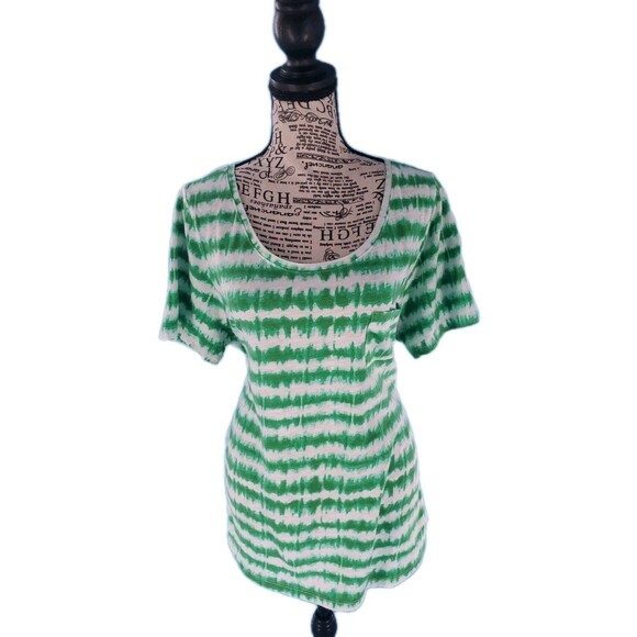 Womens Tie Dye Tee Geen Sz 16 Lightweight Summer Short Sleeve Lane Bryant - Picture 1 of 10